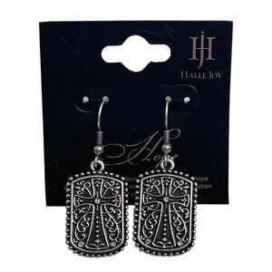 Halle Joy Assured Cross Hook Earrings NWT
